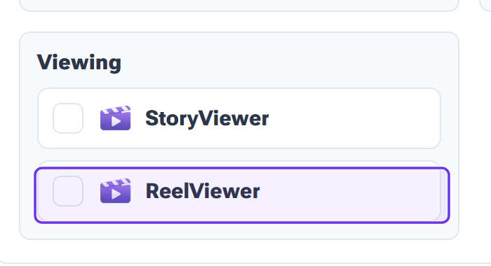 The Add Automations dialog with the Viewing group and ReelViewer highlighted